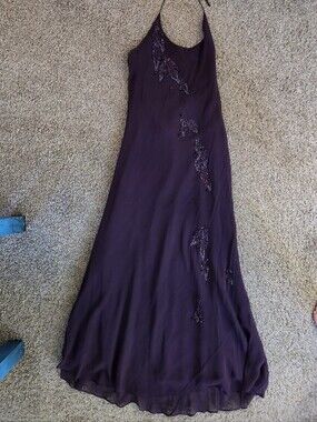 Jones New York Y2K Deep Plum Beaded Evening Dress